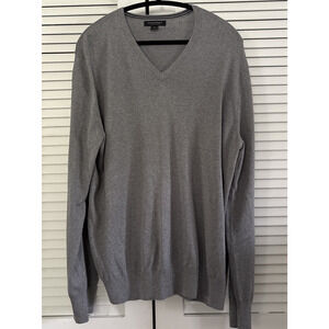 Silk Cashmere Blend Sweater Mens XL Grey V-Neck Long Sleeve Banana Republic SOFT